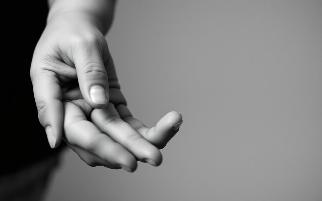 Het handje van een kind rust in de hand van een volwassene